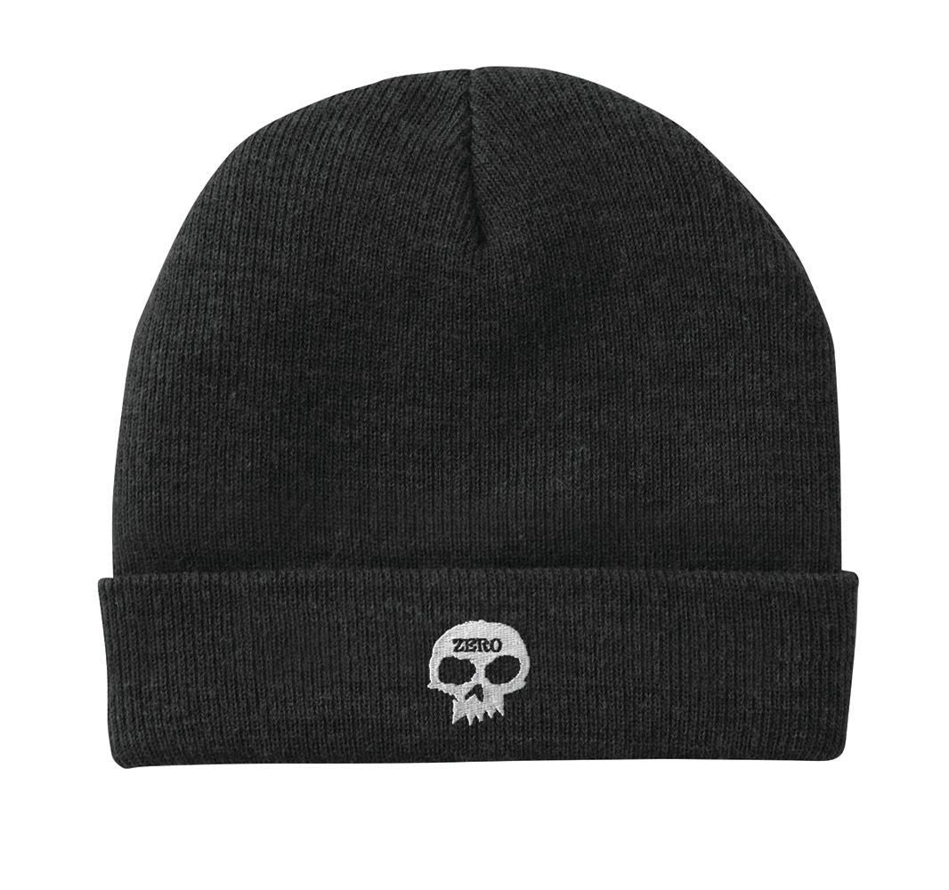 Zero Embroidered Skull Beanie - Black