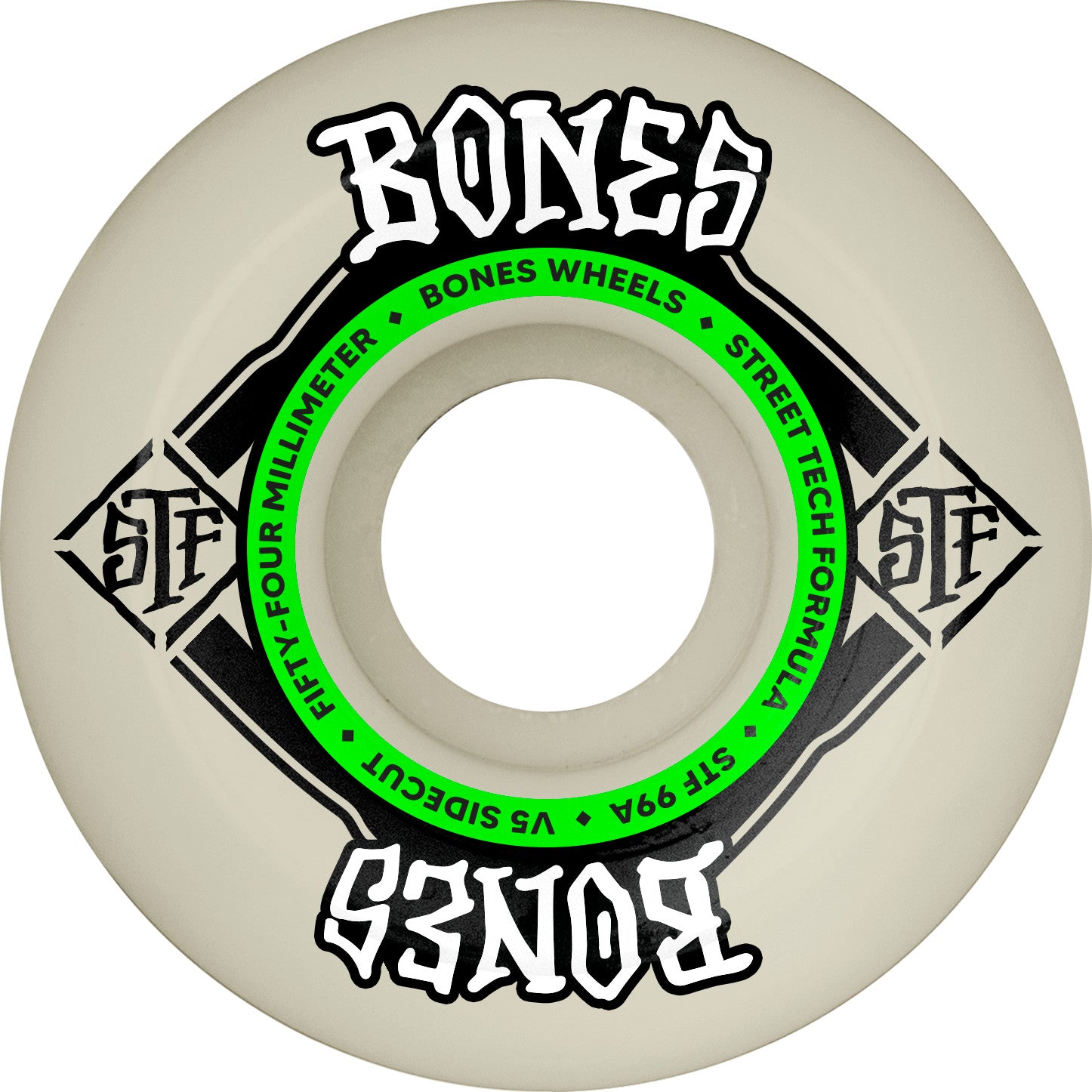 White STF V5 Bones Skateboard Wheels