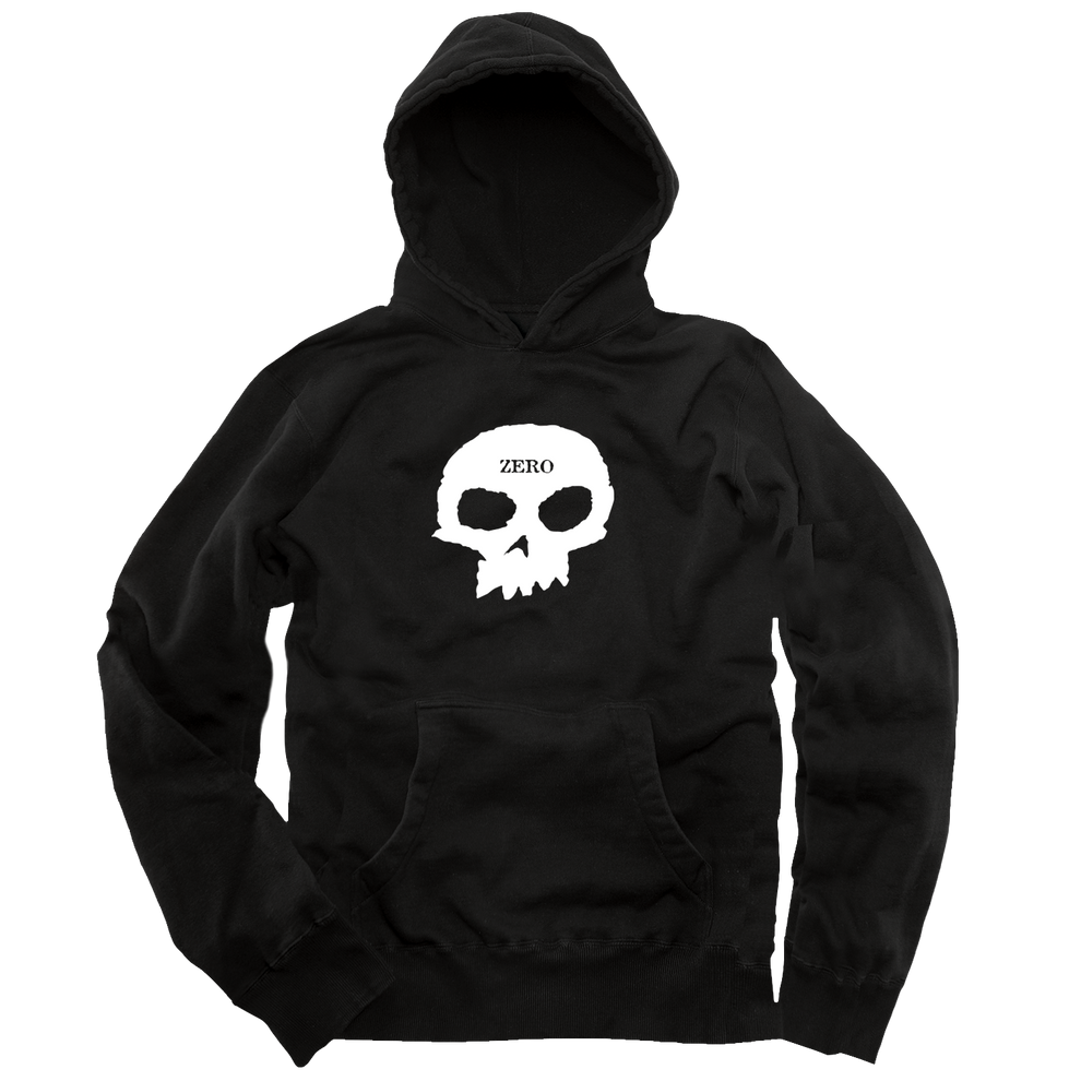 Black Single Skull Zero Skateboards Hoodie
