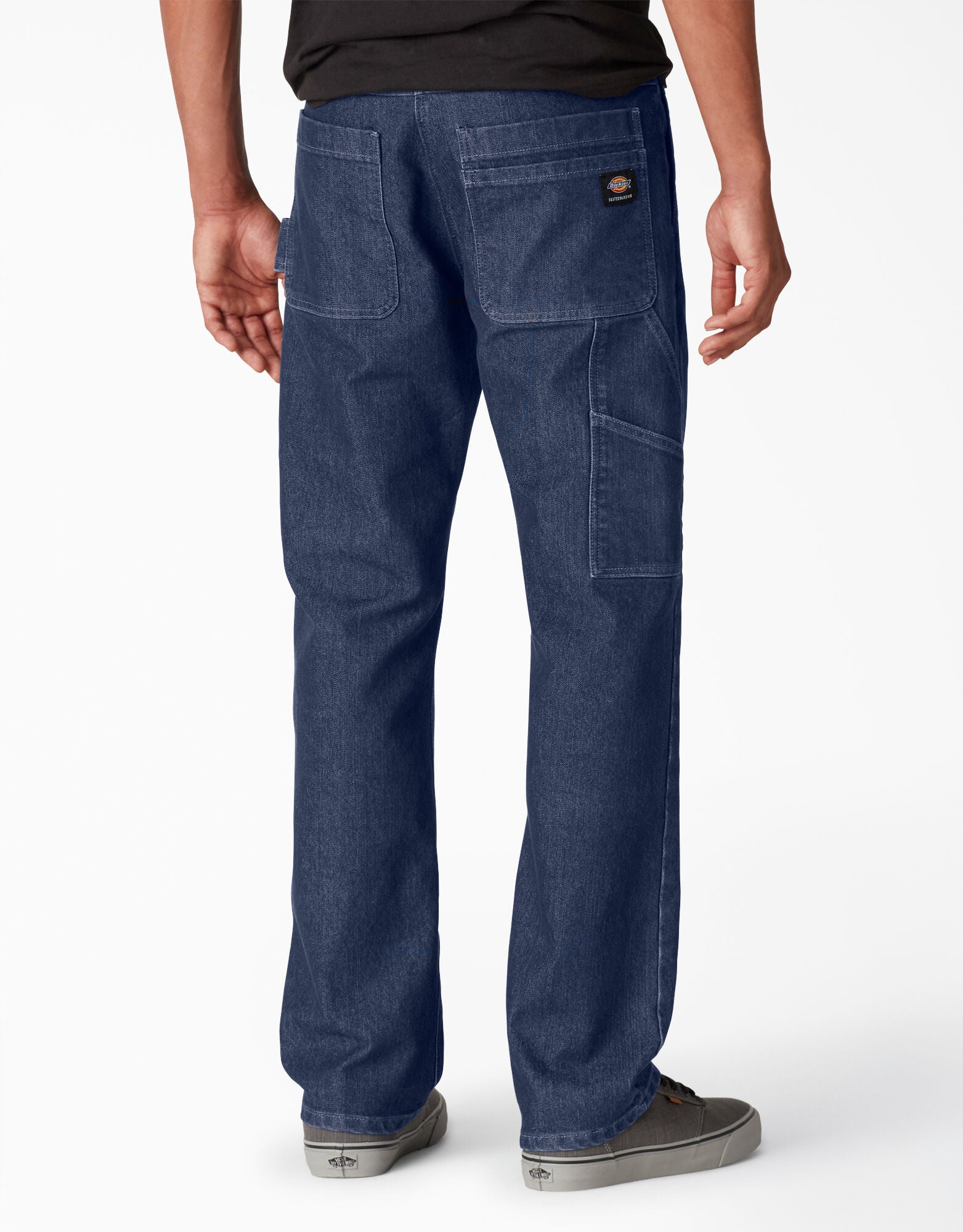 Stone Washed Indigo Dickies Utility Denim Pants Back