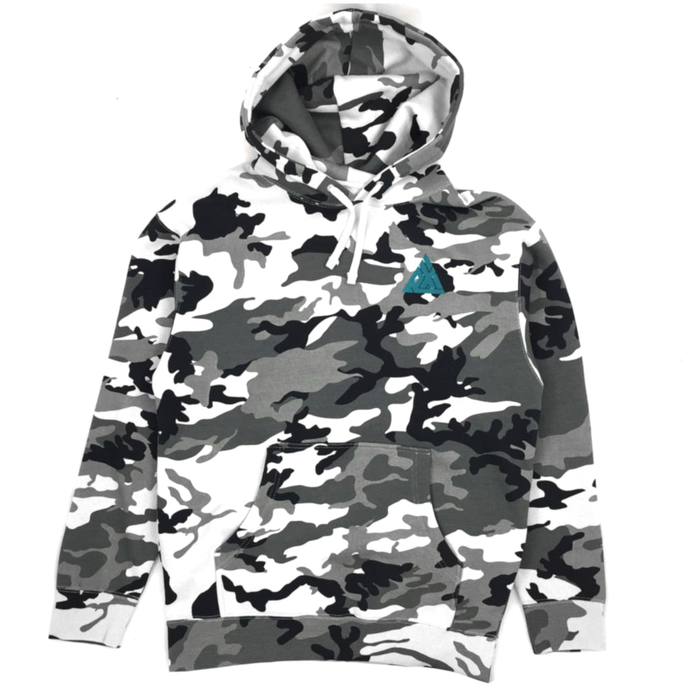 Exodus T1 Logo Pullover Hoodie - Snow Camo/Teal