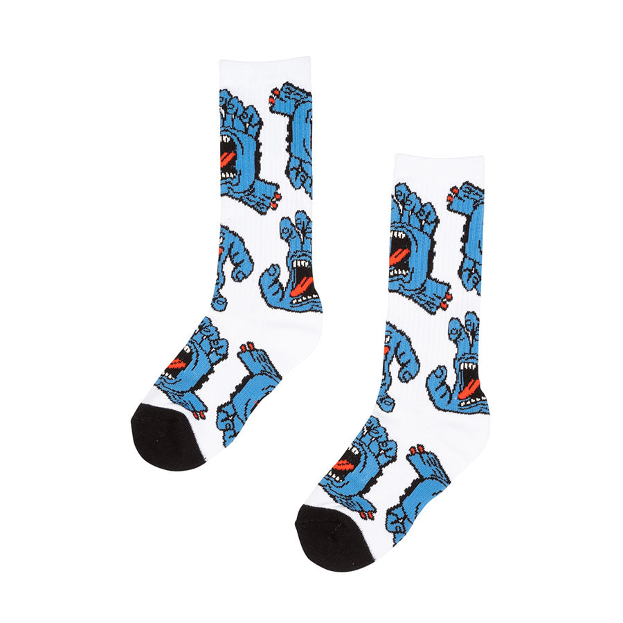 White Work Hand Youth Santa Cruz Skateboard Socks
