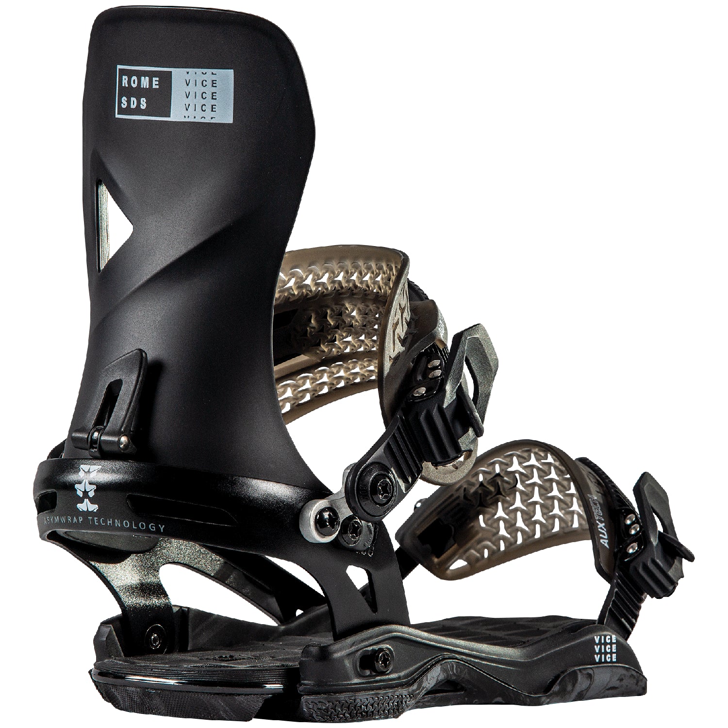 Black 2023 Rome Vice Snowboard Bindings